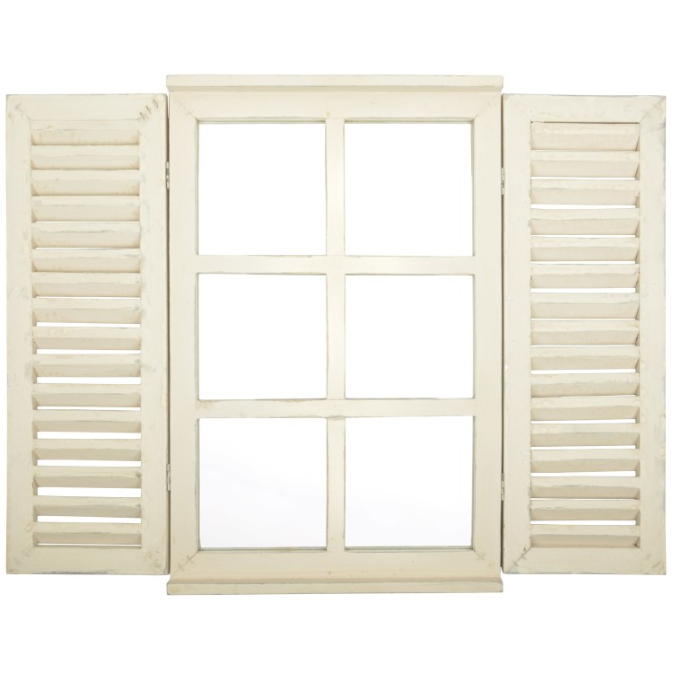 GRADE A2 - Cream Garden Mirror with Shutters