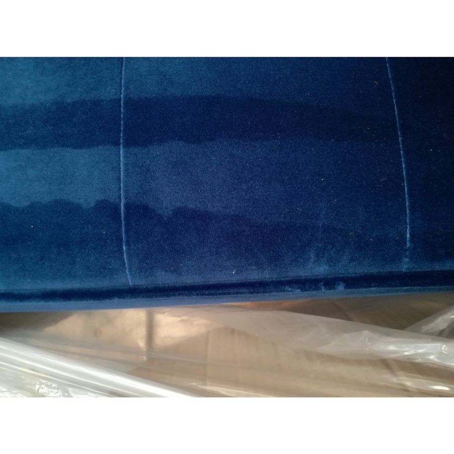 GRADE A2 - Buttoned Navy Blue Velvet Sofa - 3 Seater with Cushions - Elba