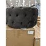 GRADE A2 - Xena Large Quilted Button Pouffe in Dark Grey Velvet