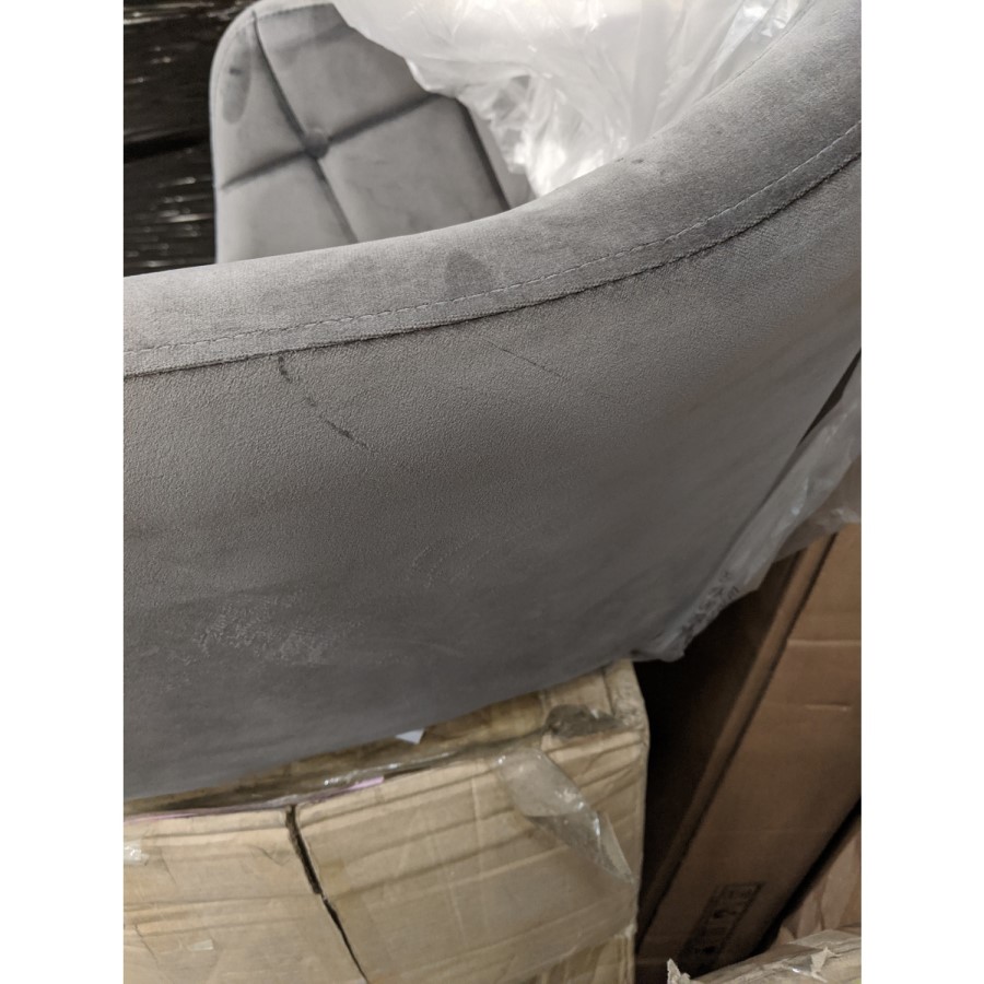 GRADE A2 - Grey Velvet Office Swivel Chair with Button Back - Marley