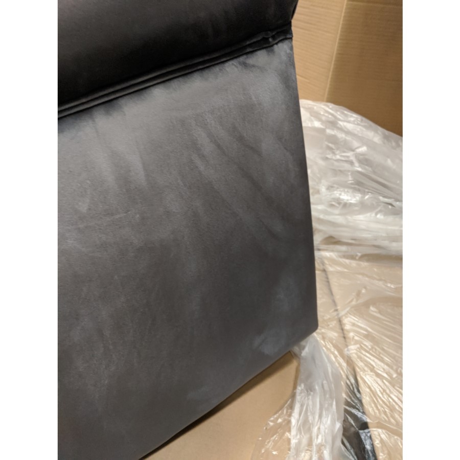 GRADE A2 - Large Dark Grey Velvet Armchair - Mid Century - Eden