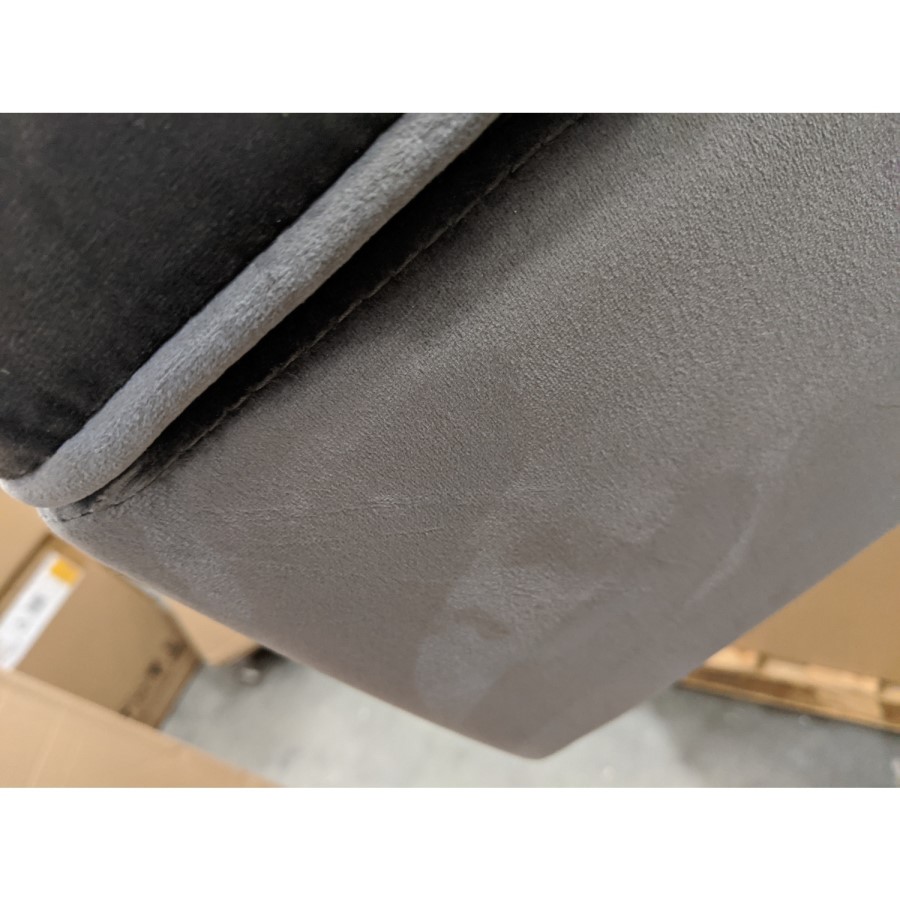 GRADE A2 - Large Dark Grey Velvet Armchair - Mid Century - Eden