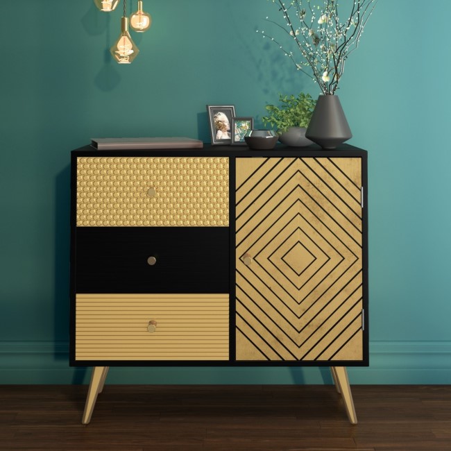 Lux Handcrafted Sideboard in Black & Gold