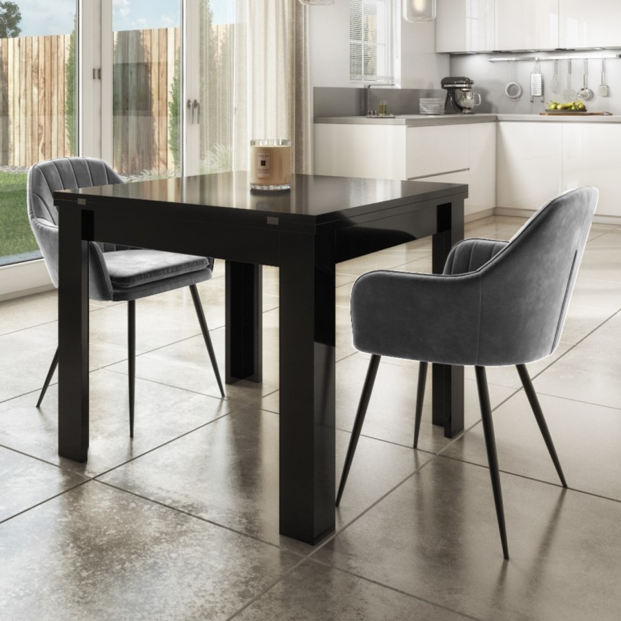 GRADE A2 - Grey Velvet Tub Chairs with Black Legs - Set of 2 - Logan