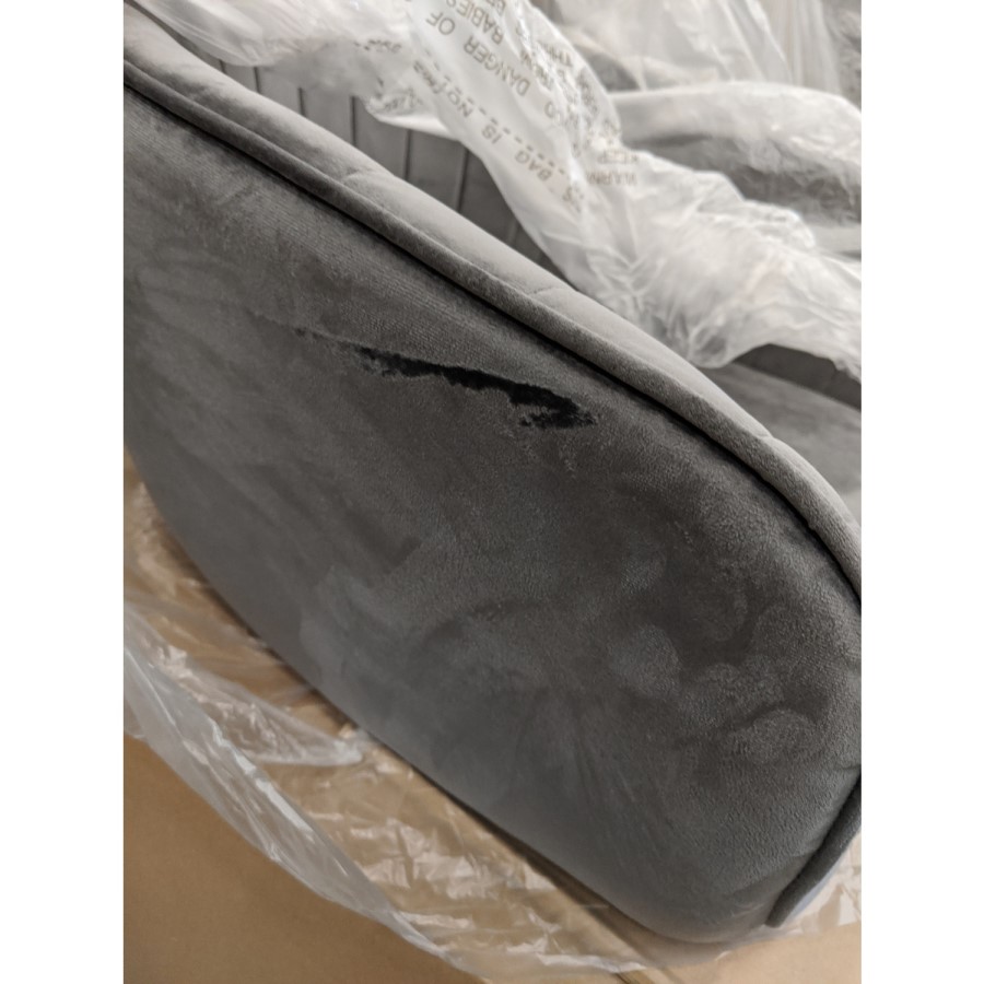 GRADE A2 - Grey Velvet Tub Chairs with Black Legs - Set of 2 - Logan