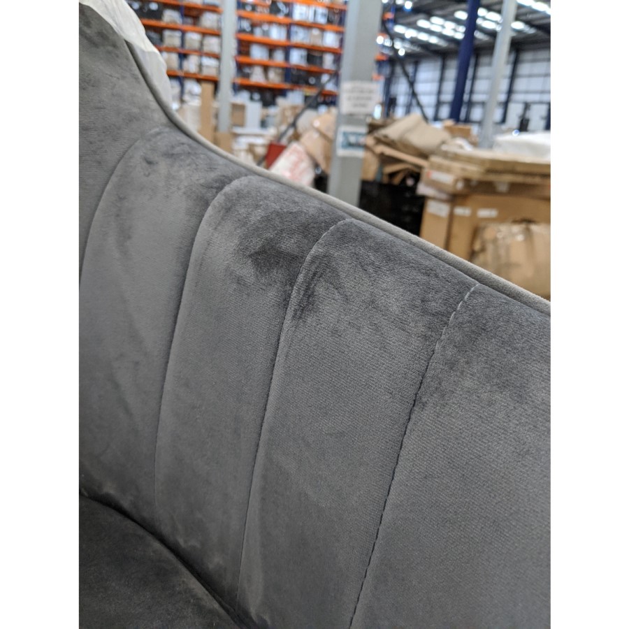 GRADE A2 - Grey Velvet Tub Chairs with Black Legs - Set of 2 - Logan