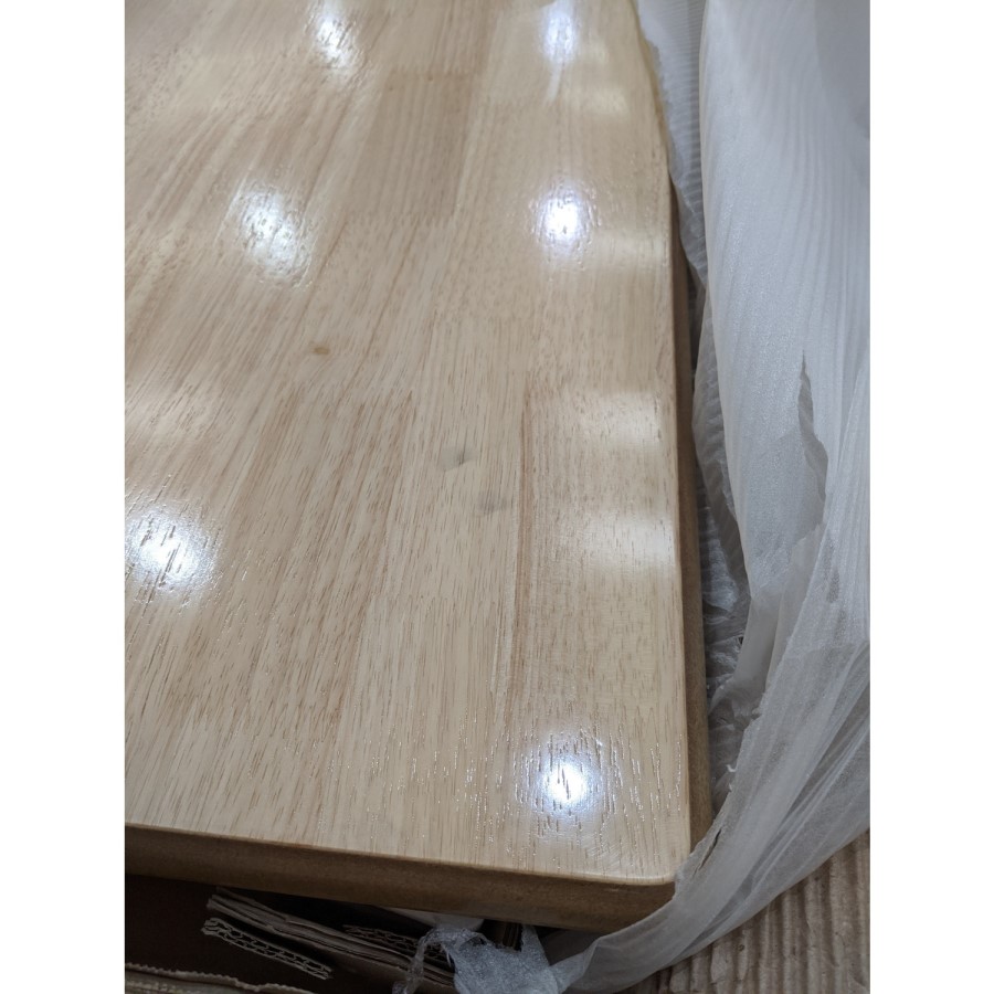 GRADE A2 - Large White Extendable Dining Table with Light Oak Top  - Seats 6 - Rhode Island