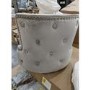 GRADE A2 - Adjustable Silver Grey Velvet Bar Stool with Chrome Swivel Base and Buttoned Back - Jade Boutique 