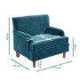 Large Teal Blue Velvet Armchair - Mid Century - Eden