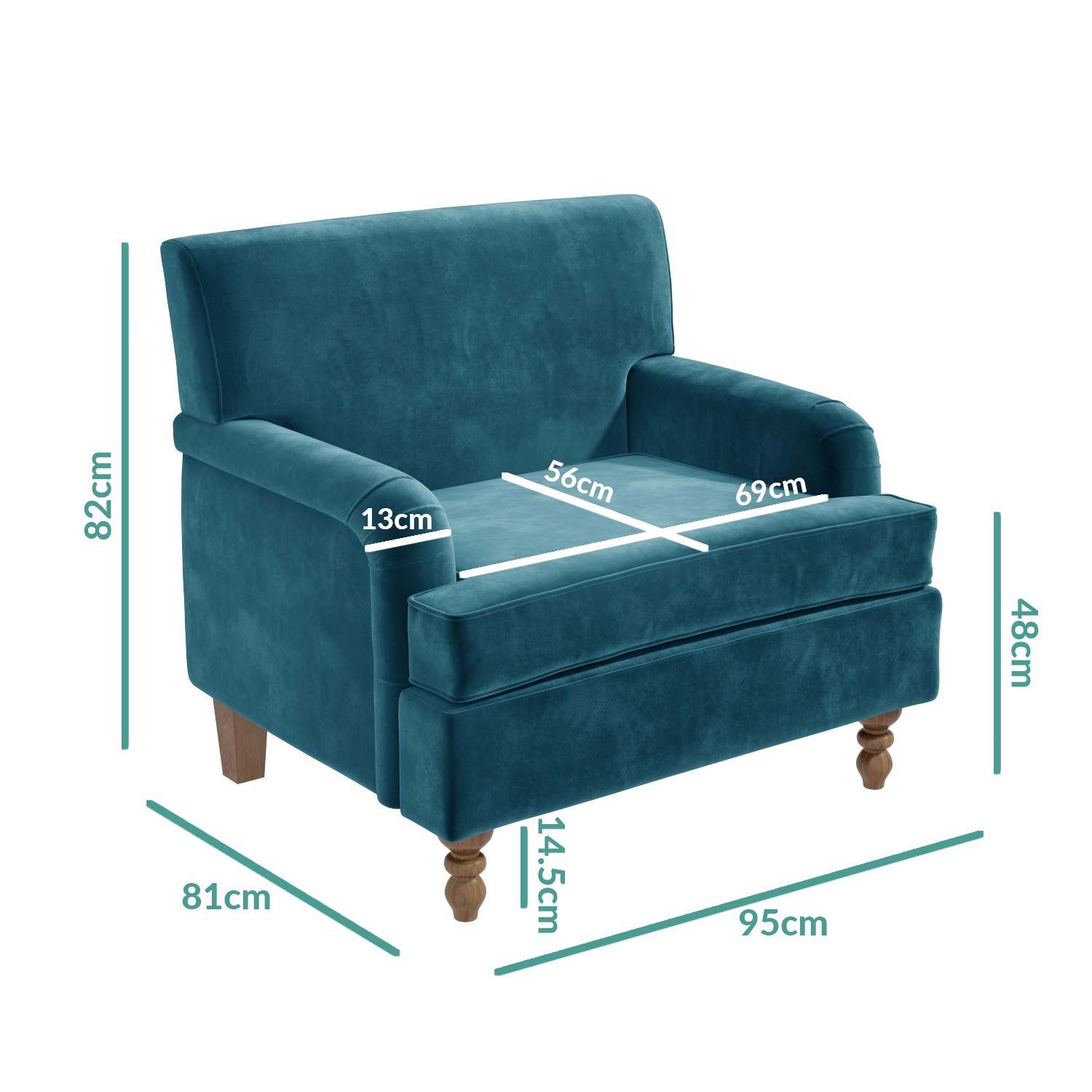 large teal armchair