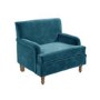 Large Teal Blue Velvet Armchair - Mid Century - Eden