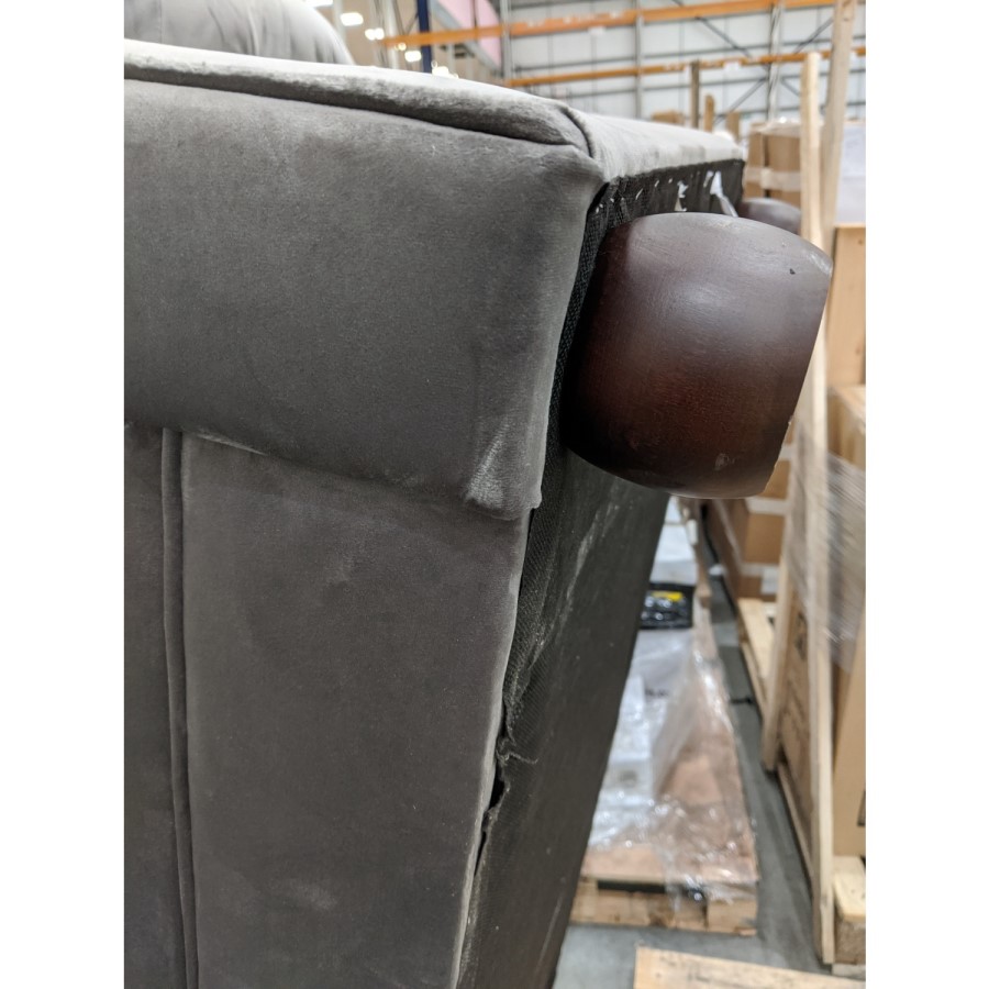 GRADE A3 - Grey Velvet Chesterfield Sofa - Seats 2 - Bronte