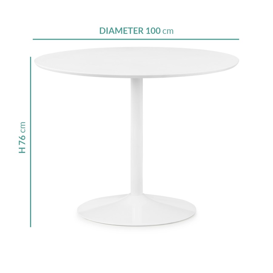 Round White Dining Table - Seats 4 - Julian Bowen Blanco