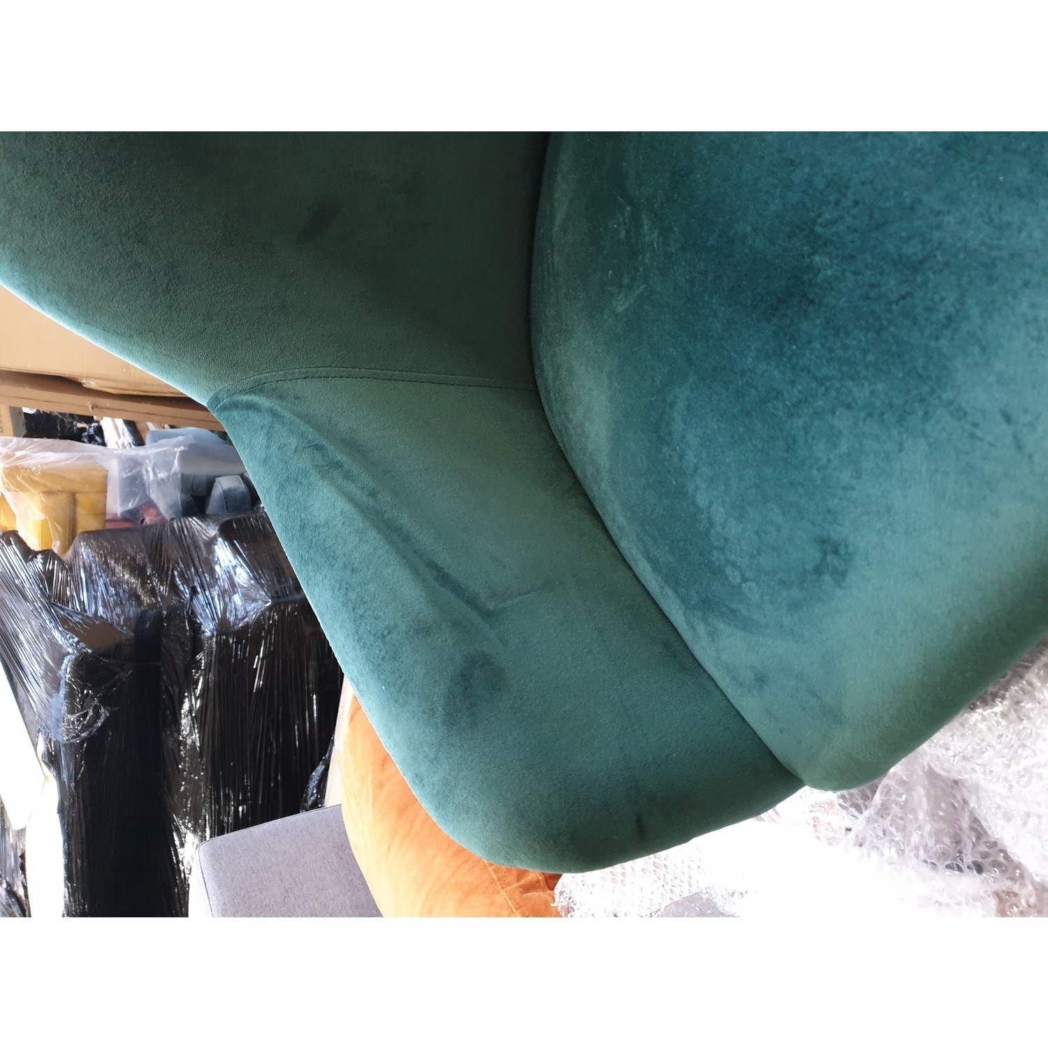 GRADE A2 Green Velvet Office Swivel Chair with Gold Base Marley