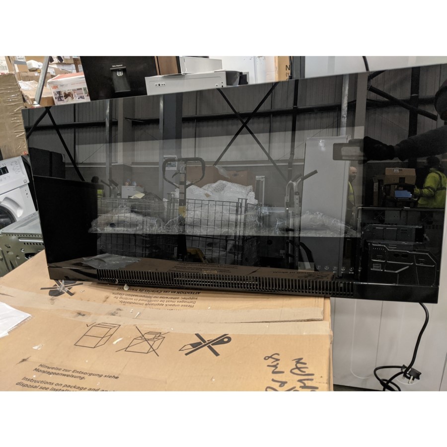 GRADE A2 - AmberGlo Black Wall Mounted Electric Fire with Logs & Crystal Fuel Beds