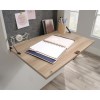 Floating Wall Mounted Desk with Brown Leather Handle - Teknik Office