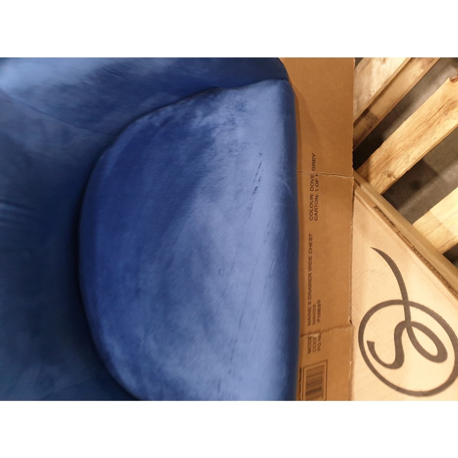 GRADE A3 - Navy Blue Velvet Office Swivel Chair with Gold Base - Marley