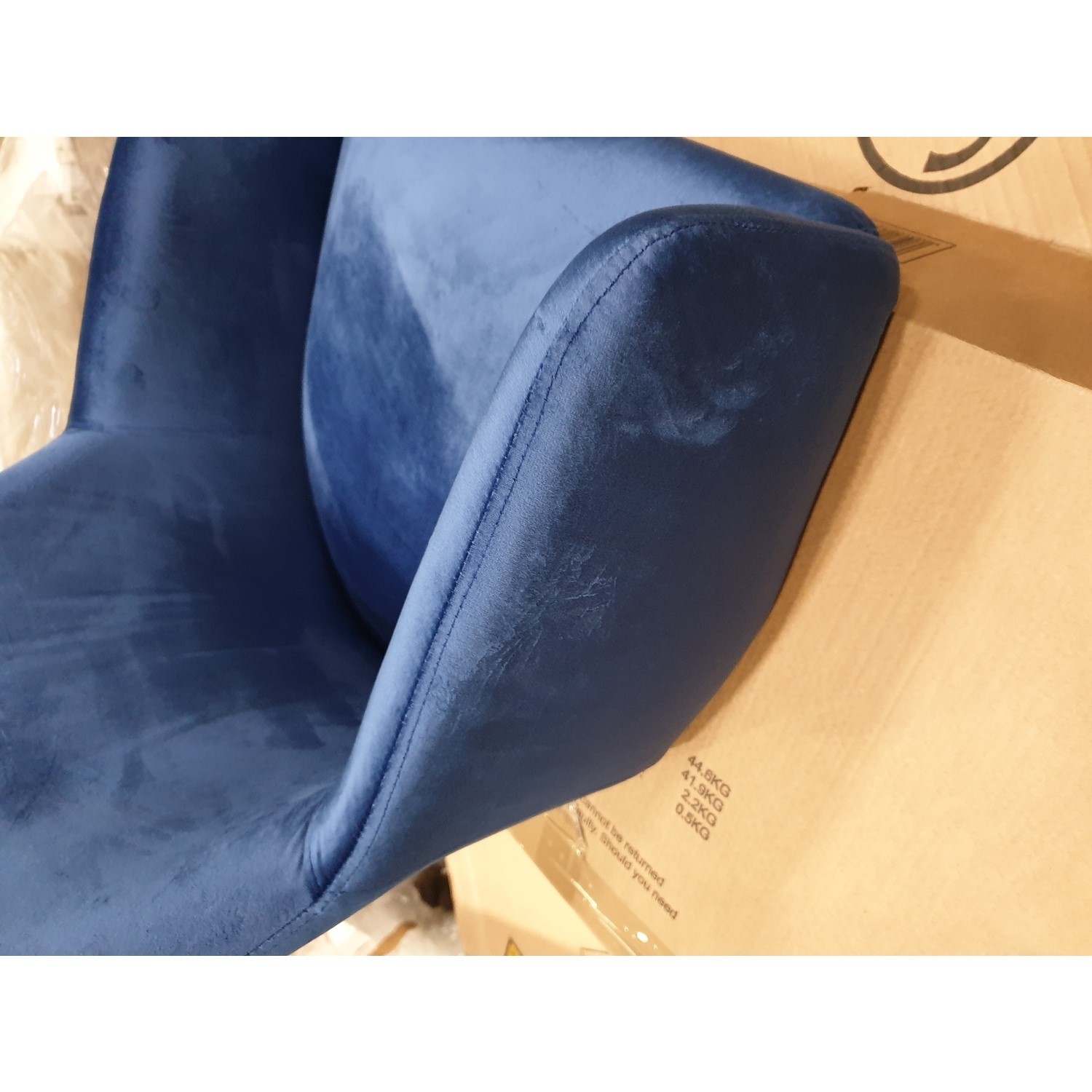 GRADE A3 Navy Blue Velvet Office Swivel Chair with Gold Base Marley