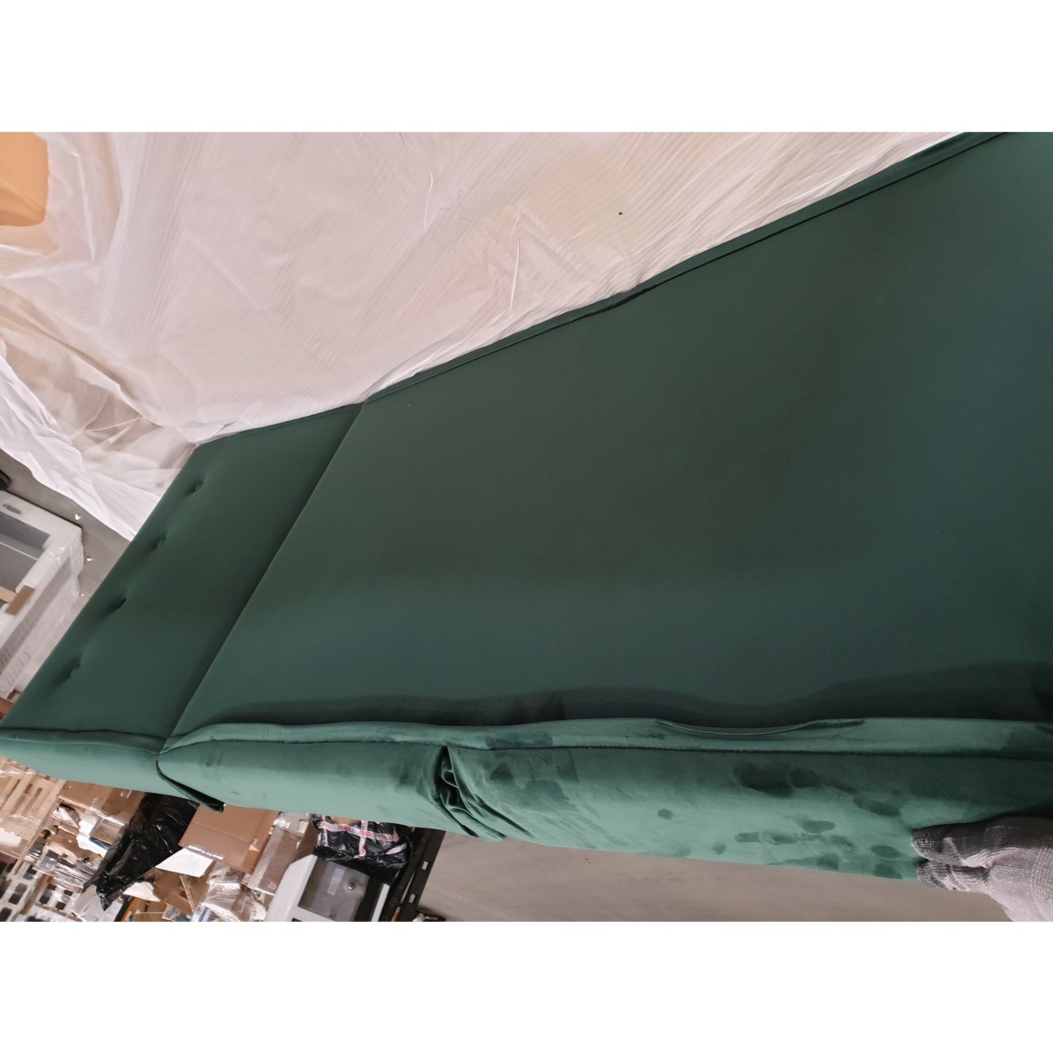 GRADE A2 Single Sofa Bed in Dark Green Velvet with Bolster Cushion Eleni Furniture123