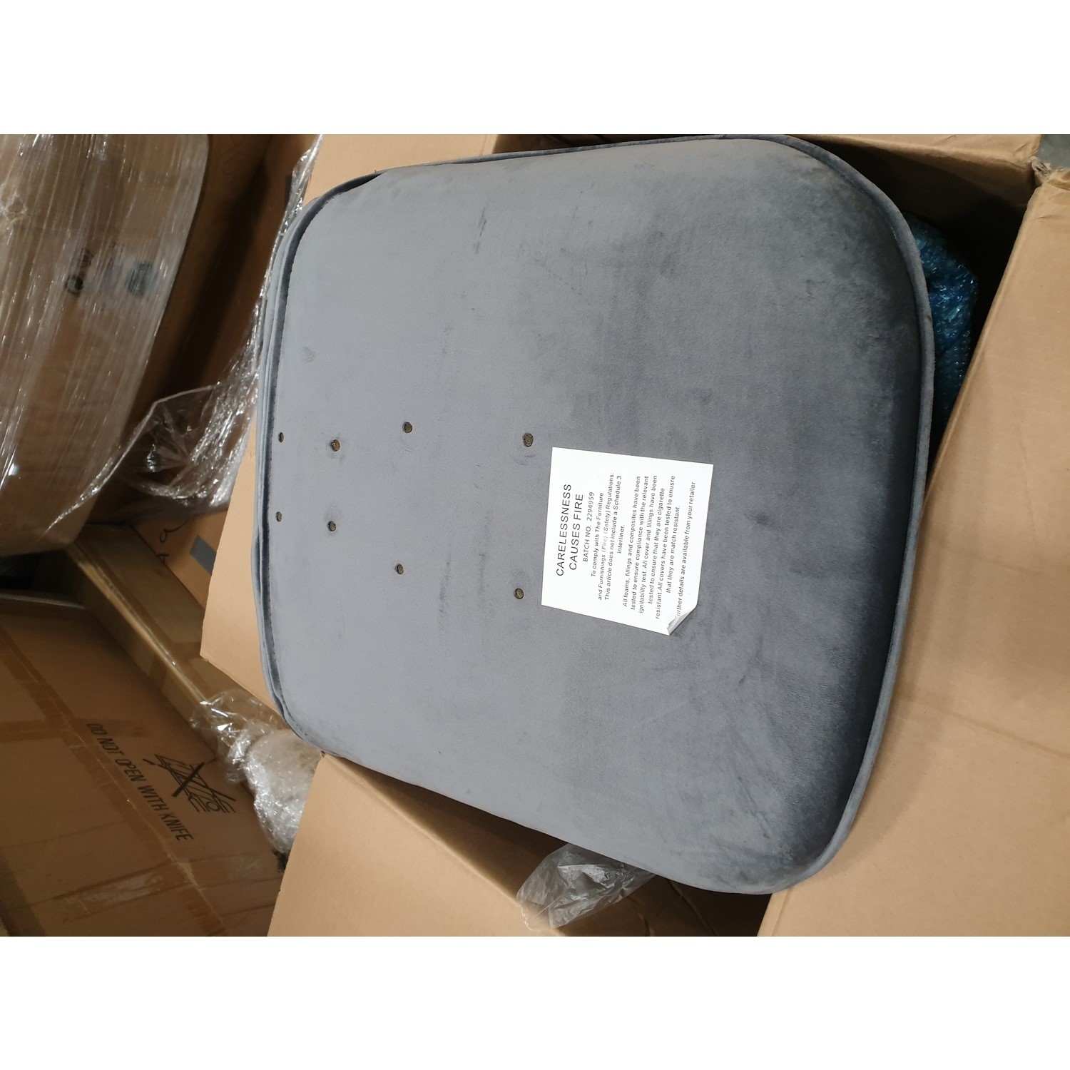 GRADE A2 Grey Velvet Office Swivel Chair with Silver Base Marley