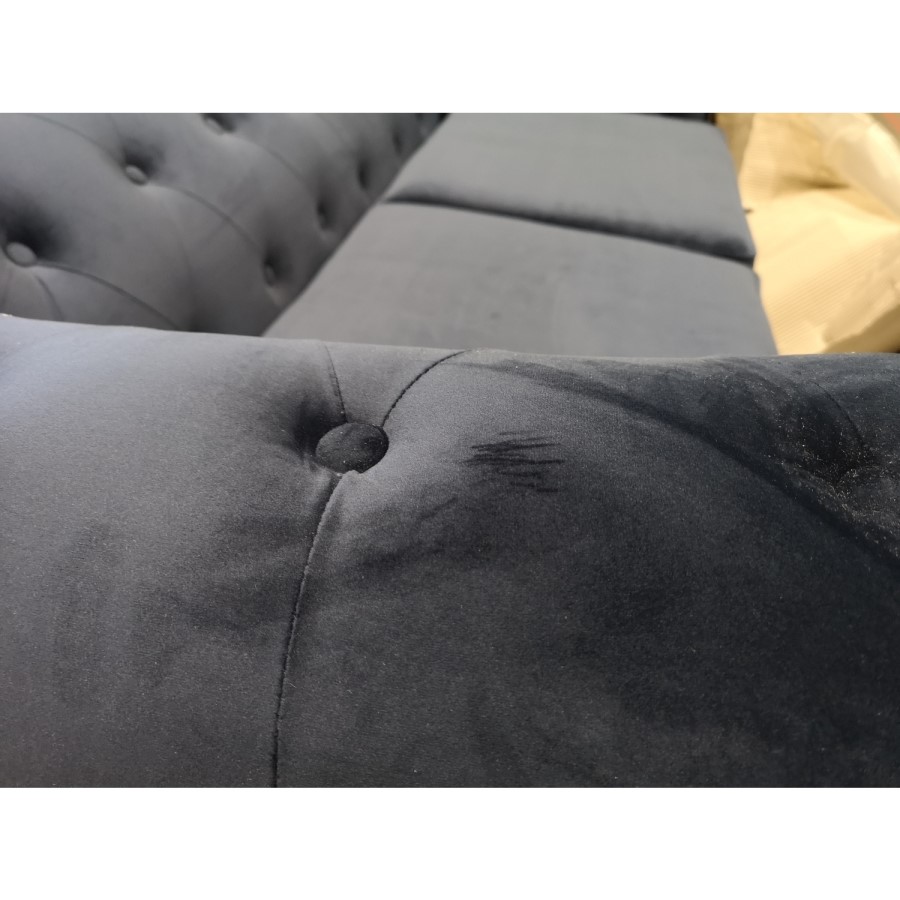 GRADE A2 - Navy Blue Velvet Chesterfield Sofa Bed - Seats 3 - Double Bed - Bronte