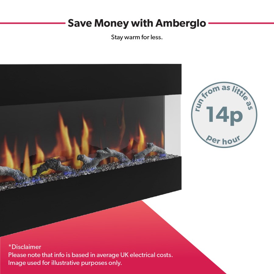 GRADE A2 - 42 Inch Black Built In Electric Fire -  AmberGlo