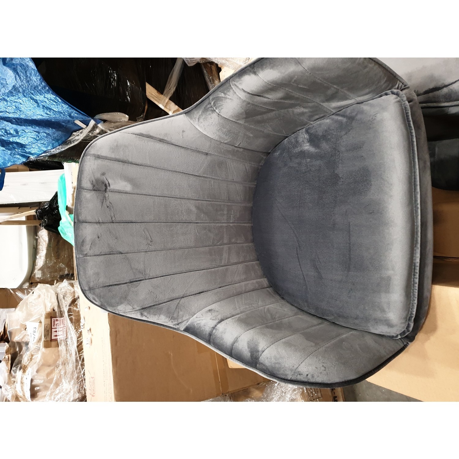 GRADE A2 Set of 2 Grey Velvet Dining Tub Chairs with Chrome Legs