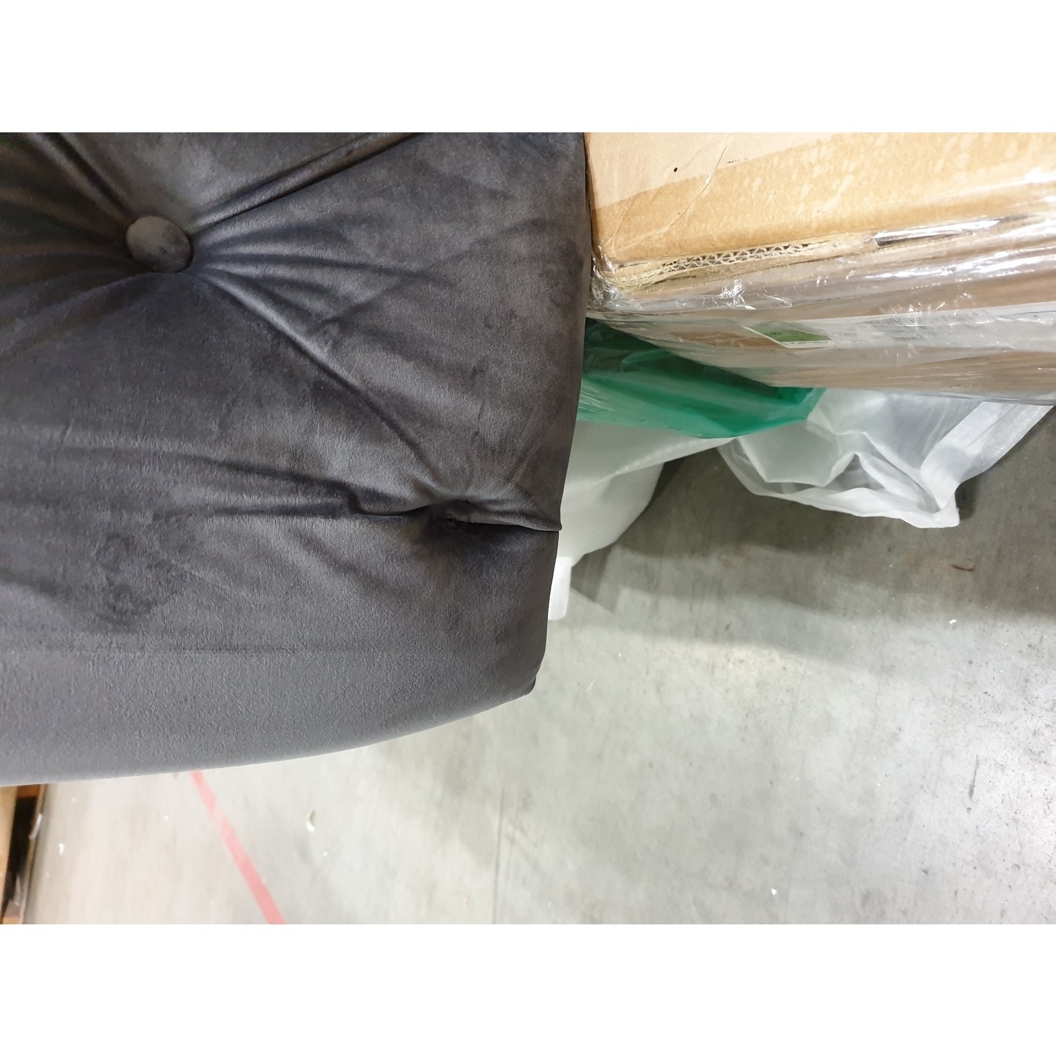 GRADE A2 Dark Grey Velvet Storage Coffee Table with Glass Top