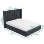 ONLY OPENED - Grey Velvet Small Double Ottoman Bed with Winged Headboard - Maddox