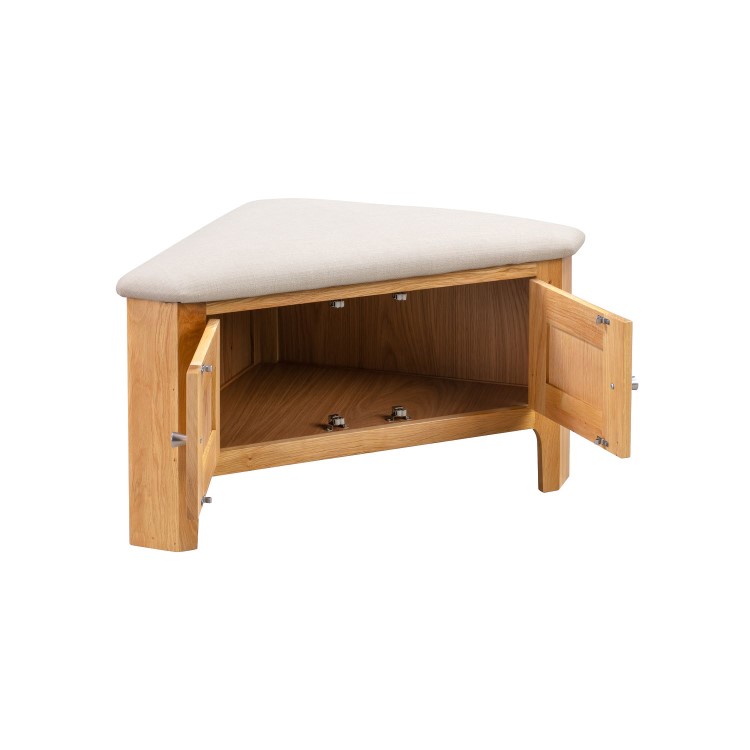 Solid Oak Hallway Storage Bench - Corner - Adeline