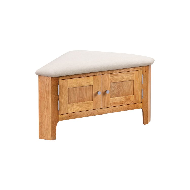 Solid Oak Hallway Storage Bench - Corner - Adeline