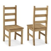 GRADE A1 - Set of 2 Wooden Dining Chairs in Solid Pine - Emerson