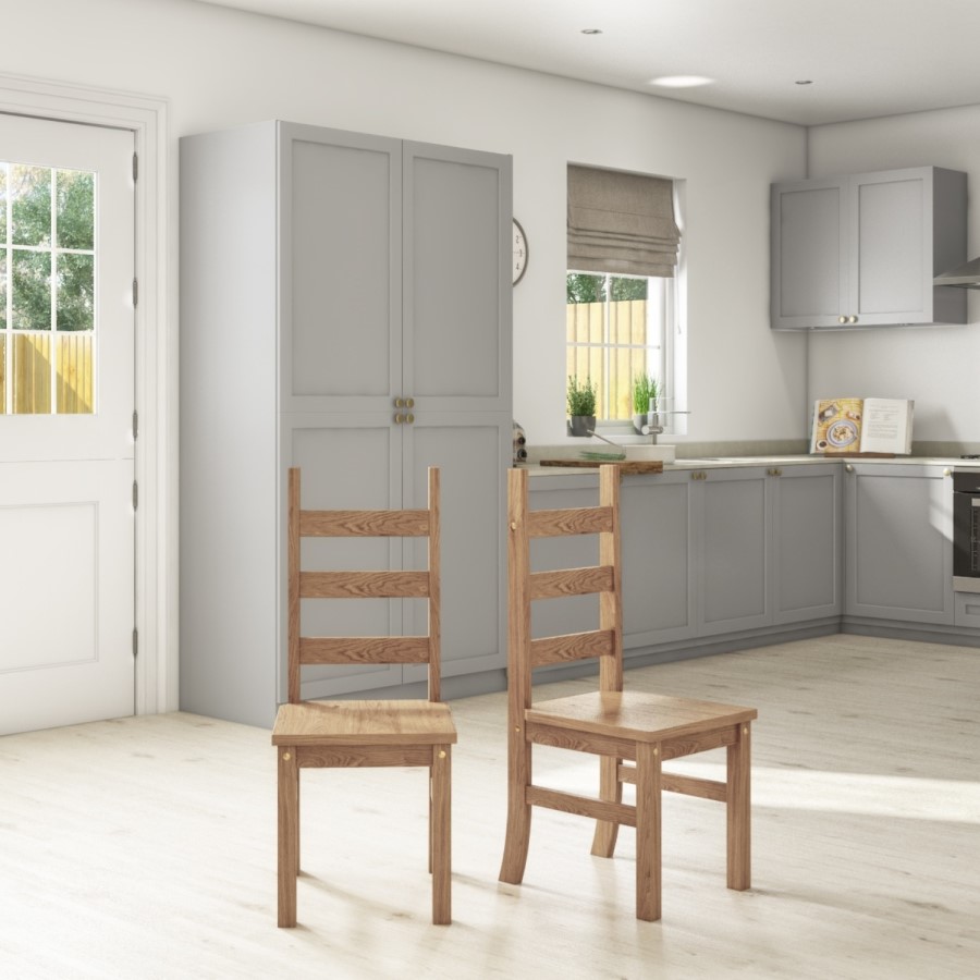 GRADE A1 - Set of 2 Wooden Dining Chairs in Solid Pine - Emerson