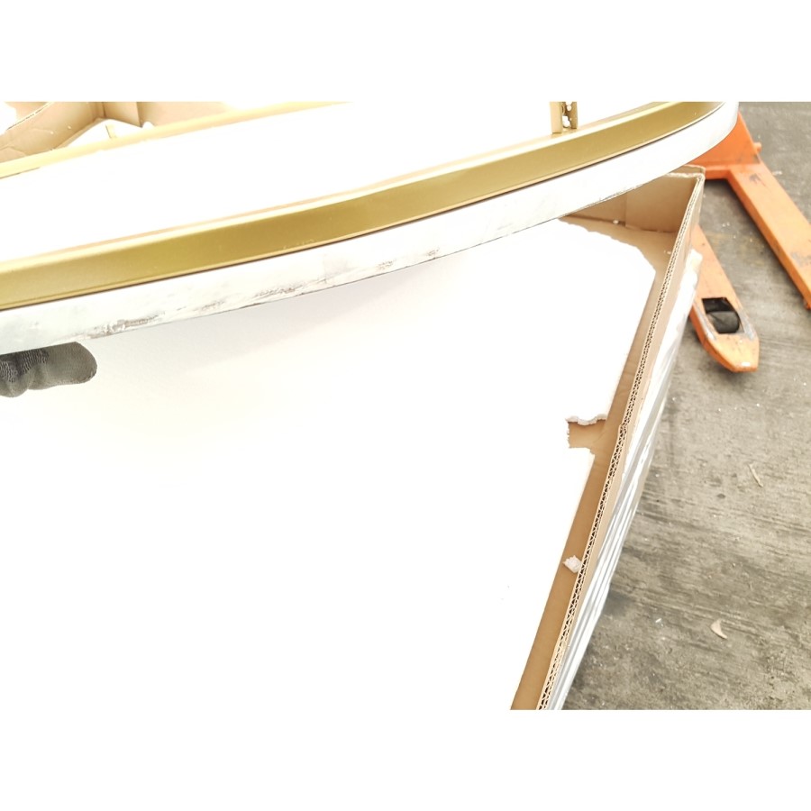 GRADE A2 - Foster White Faux Marble Coffee Table with Gold Base