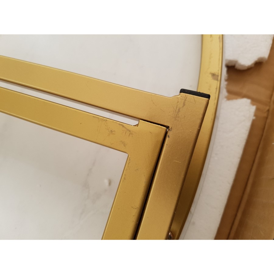 GRADE A2 - Foster White Faux Marble Coffee Table with Gold Base