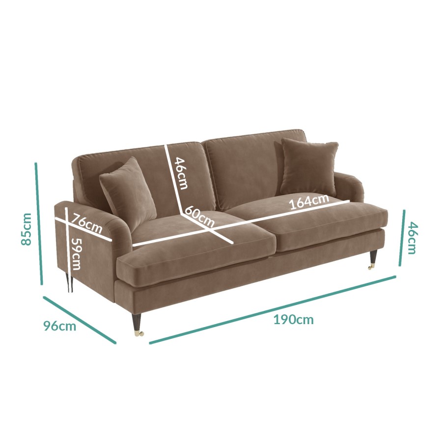 GRADE A1 - Payton Beige Velvet 3 Seater Sofa