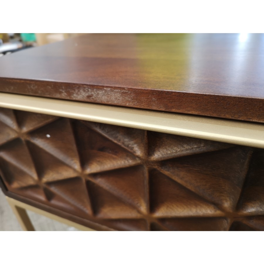 GRADE A2 - Dark Mango Wood Console Table with Gold Legs - Artisan House