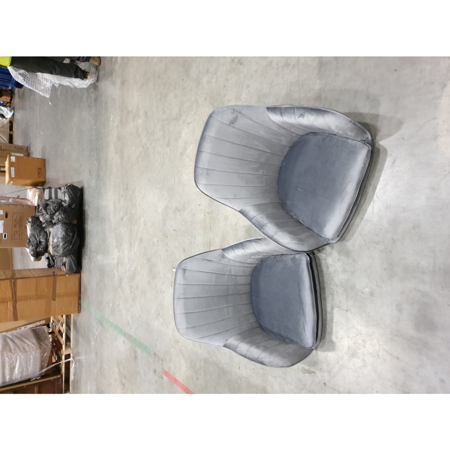 GRADE A2 - Set of 2 Grey Velvet Dining Tub Chairs with Chrome Legs - Logan