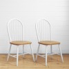 Pair of Windsor Dining Chairs in White with Wooden Seat - Rhode Island 