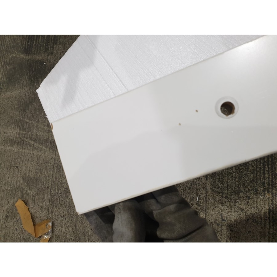 GRADE A2 - White Gloss Office Desk with Drawer - Roxy