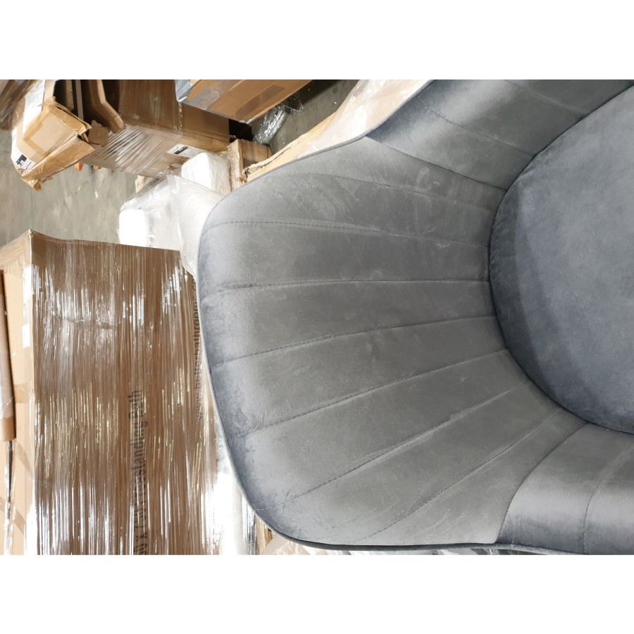 GRADE A2 - Set of 2 Grey Velvet Dining Tub Chairs with Chrome Legs - Logan