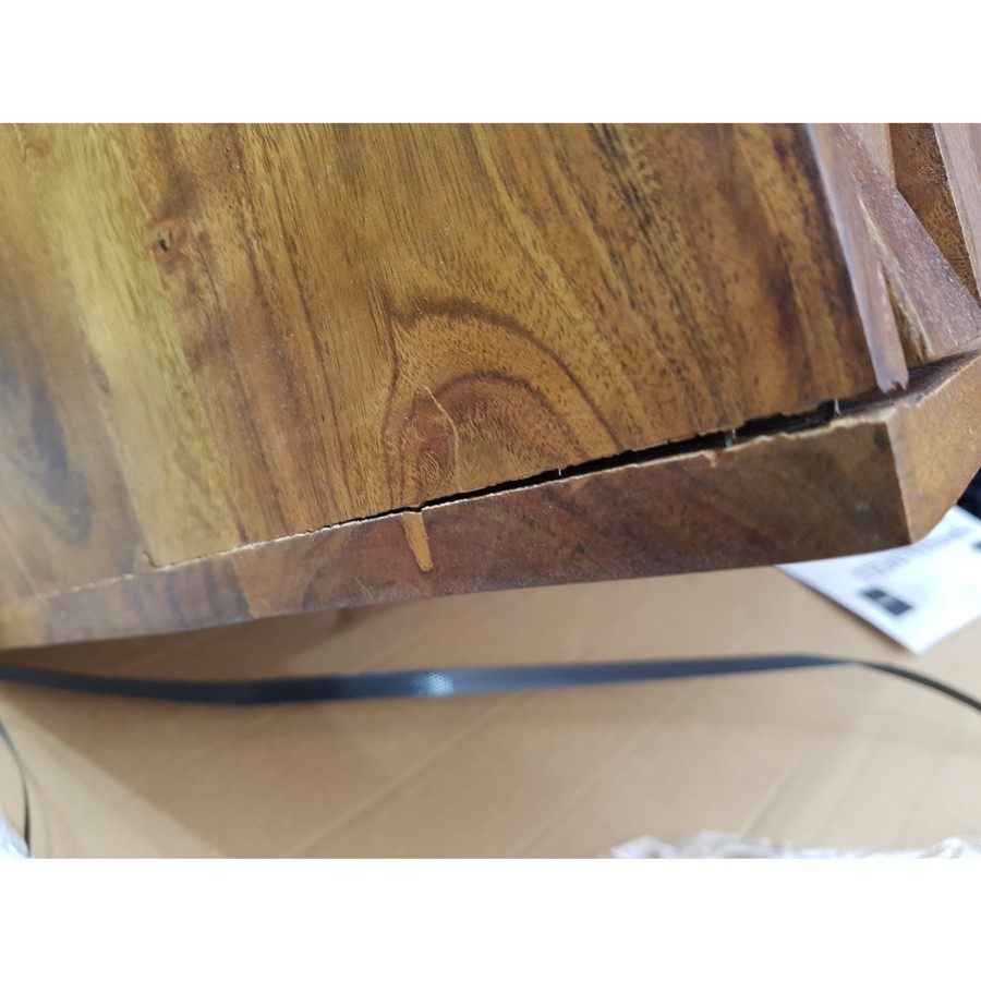 GRADE A3 - Small Sideboard in Dark Wood with 2 Doors - Freya