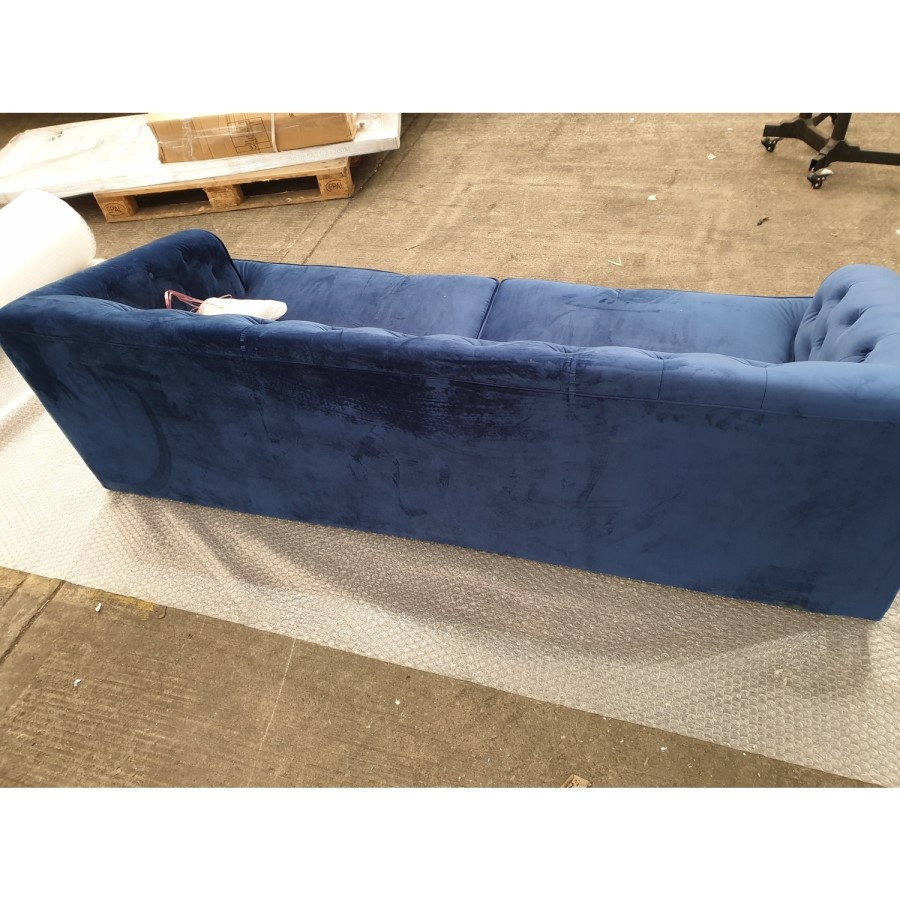 GRADE A2 - Chesterfield Sofa in Navy Blue Velvet - 3 Seater - Inez