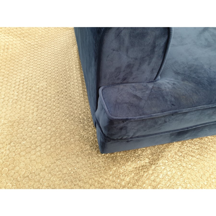 GRADE A2 - Chesterfield Sofa in Navy Blue Velvet - 3 Seater - Inez