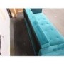 GRADE A2 - Teal Blue Velvet Sofa Bed with Cushions - Seats 3 - Rory