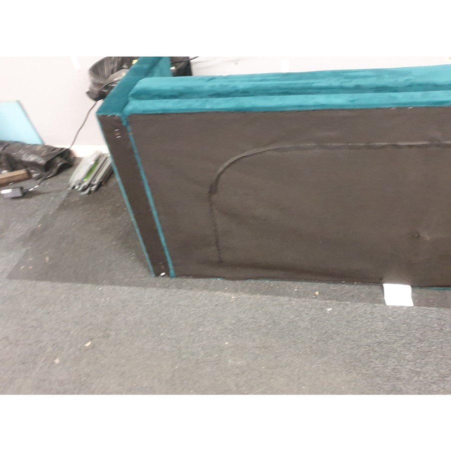 GRADE A2 - Teal Blue Velvet Sofa Bed with Cushions - Seats 3 - Rory