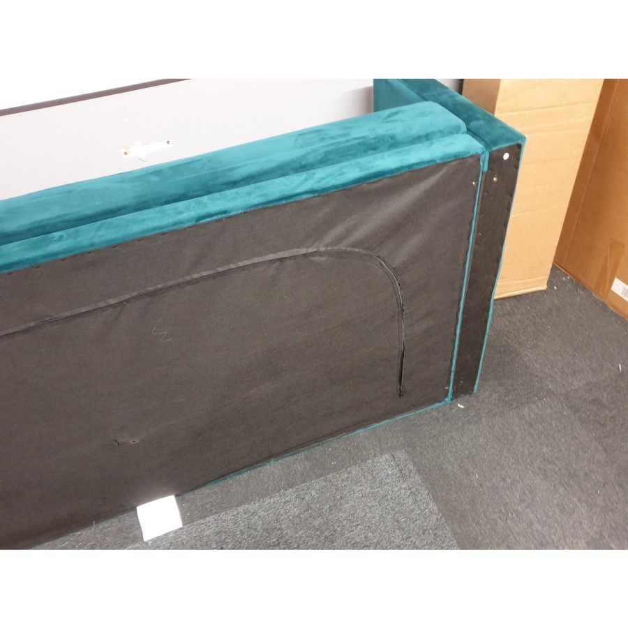 GRADE A2 - Teal Blue Velvet Sofa Bed with Cushions - Seats 3 - Rory