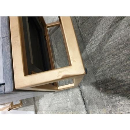 GRADE A2 - Zhara 2 Drawer Bedside Table in Grey with Gold Painted Wooden Trim
