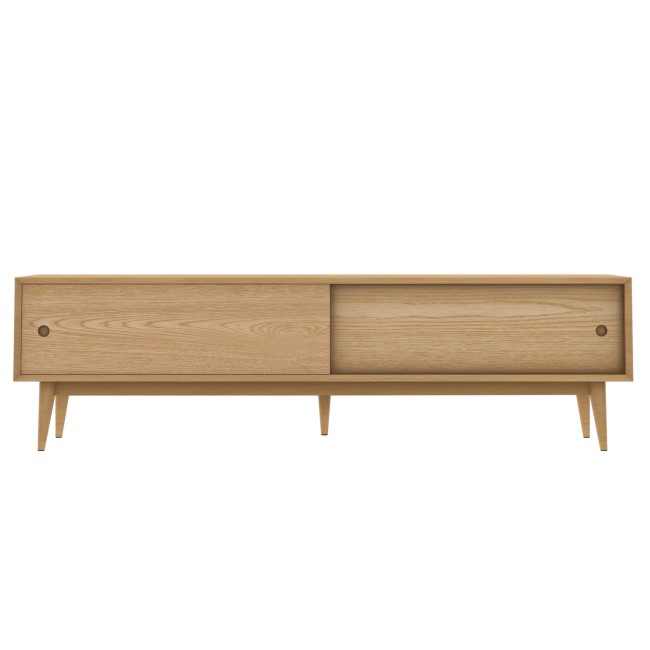 Solid Oak TV Unit with Sliding Doors - TV's up to 70" - Scandi - Briana