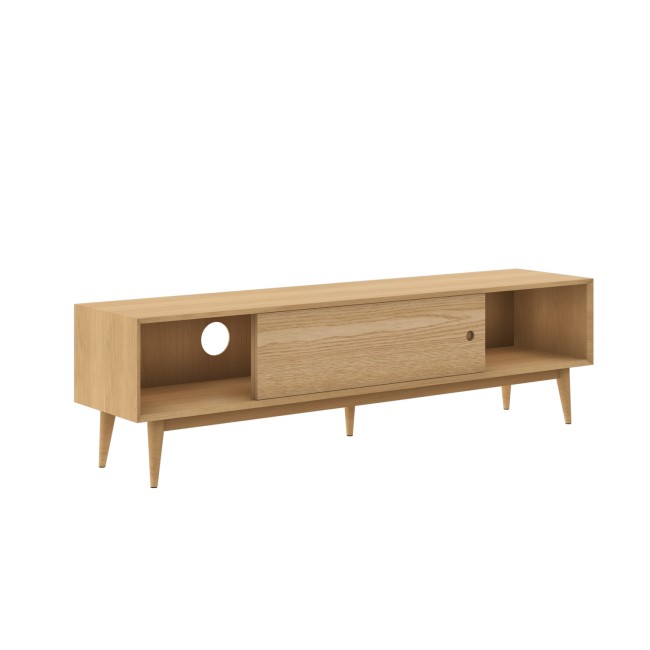 Solid Oak TV Unit with Sliding Doors - TV's up to 70" - Scandi - Briana